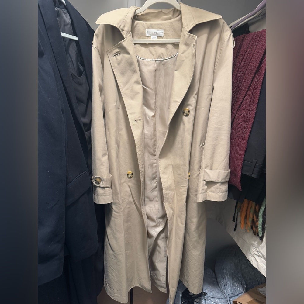 Mango trench coat in stone
